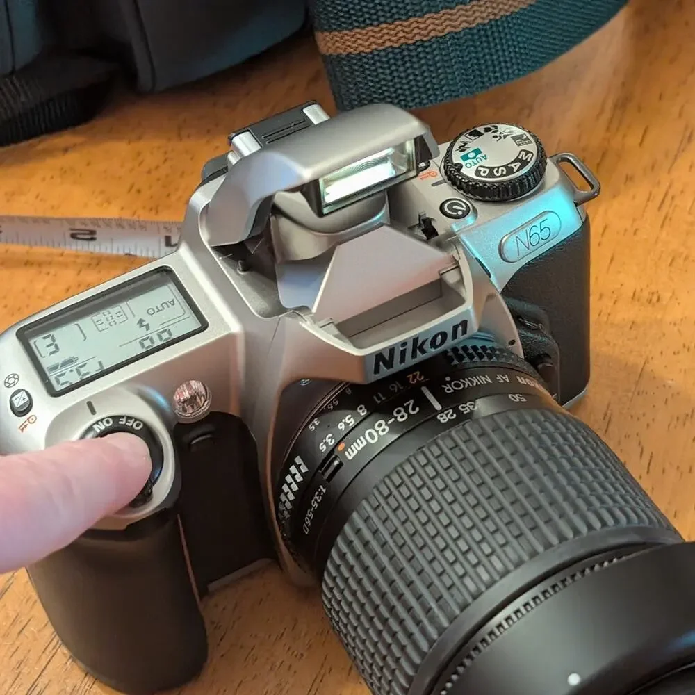 Nikon N65 35mm Film Camer, Lens, Case. Strap